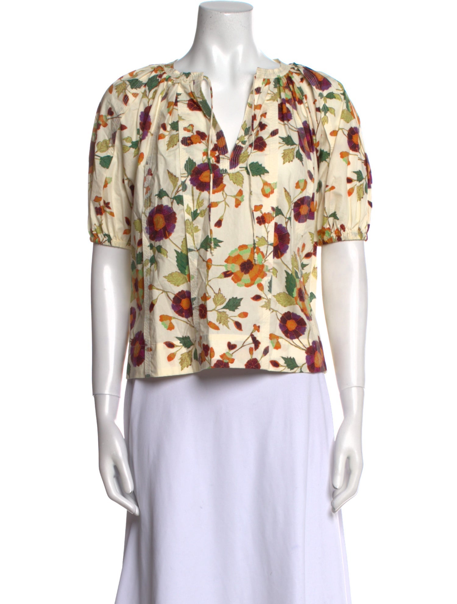 Ulla Johnson Floral Print V-Neck Blouse