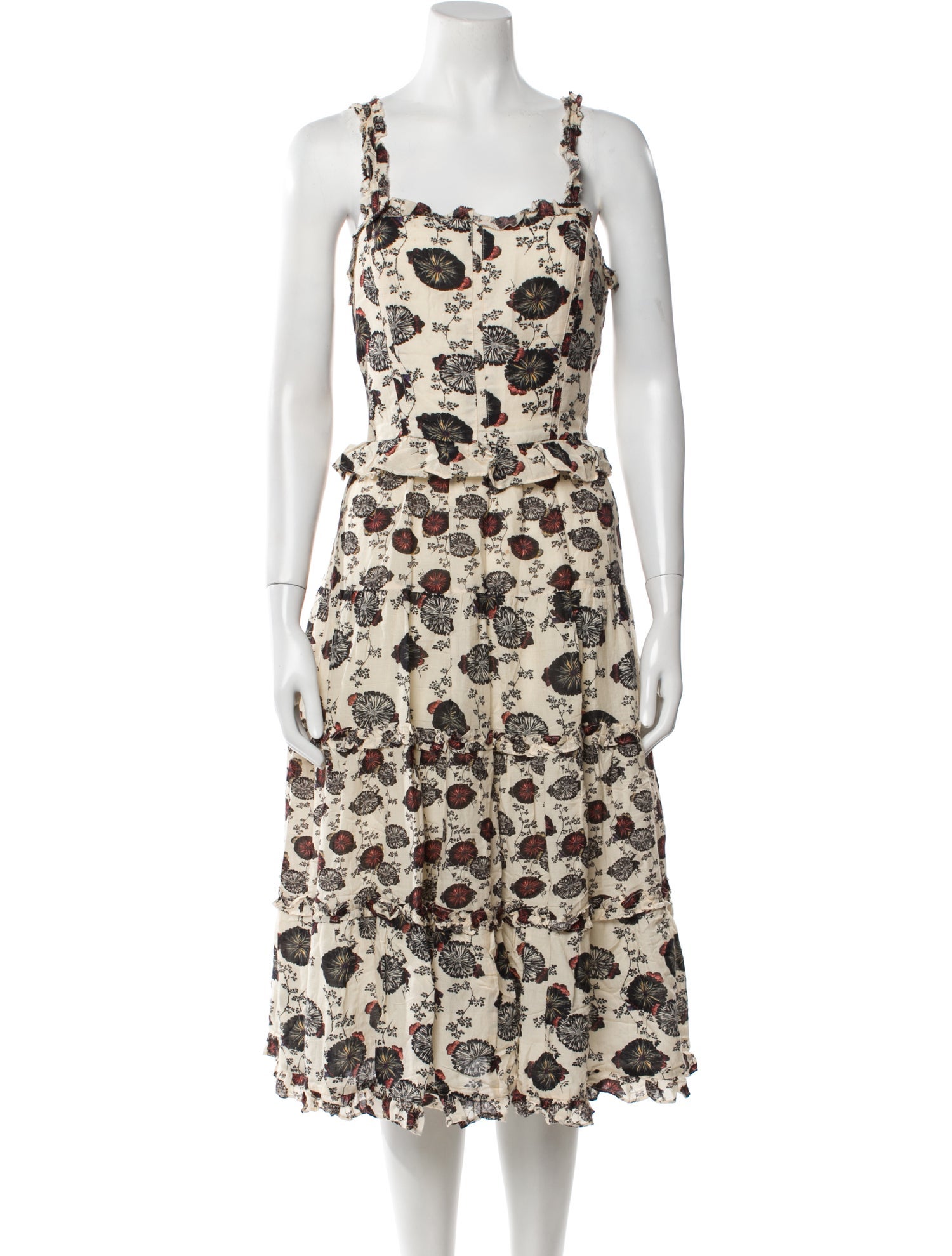 Ulla Johnson Floral Print Midi Length Dress