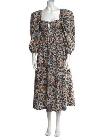 Ulla Johnson Floral Print Midi Length Dress