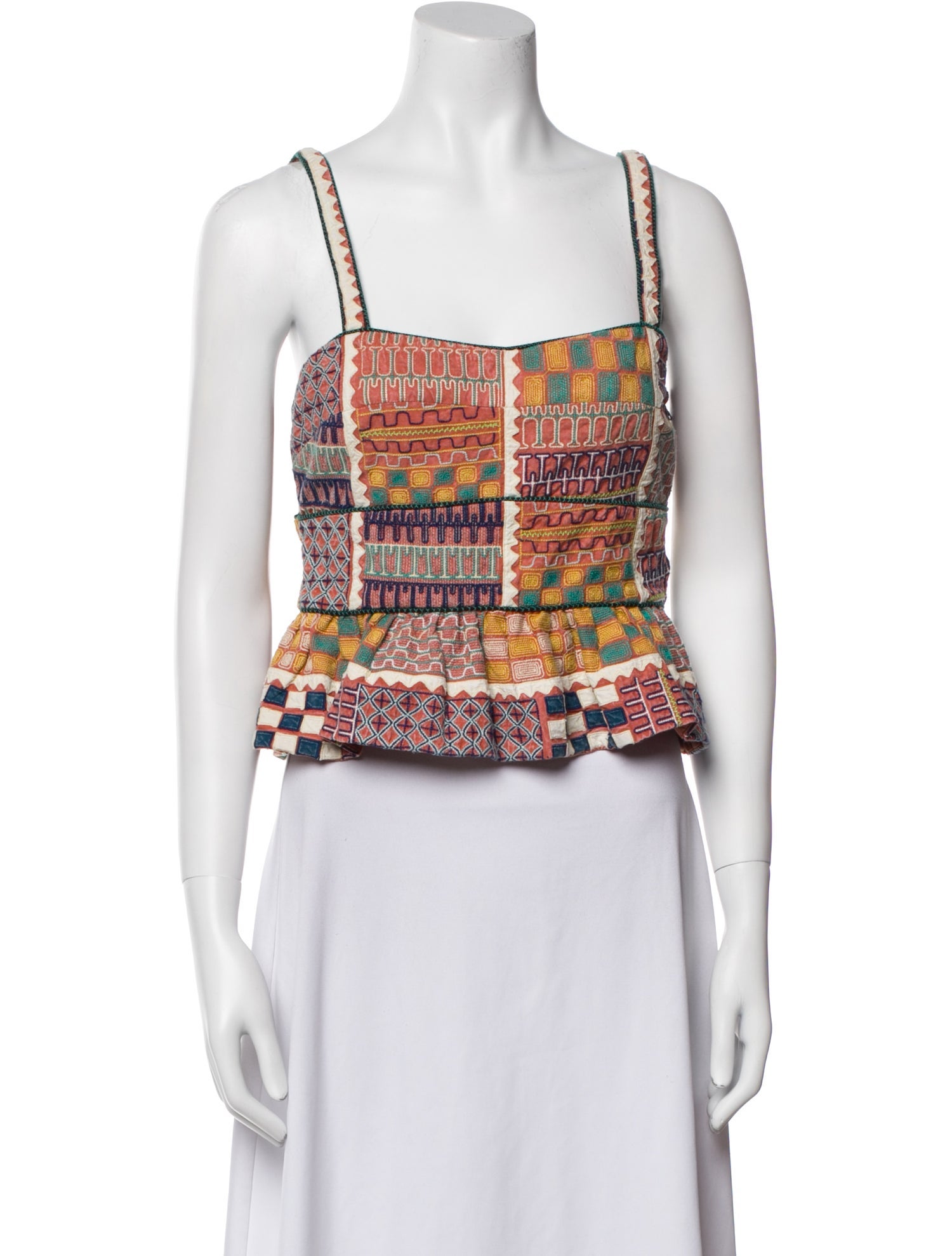 Ulla Johnson Printed Square Neckline Crop Top