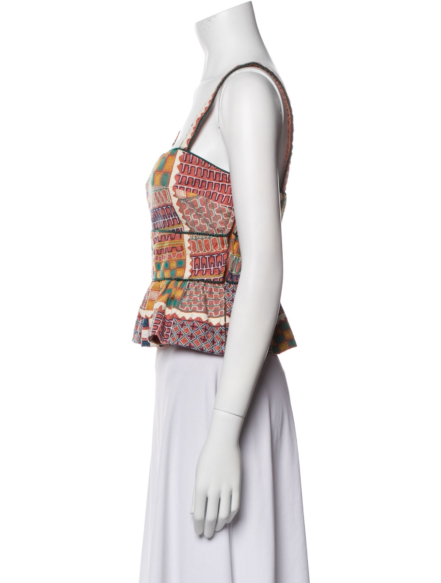 Ulla Johnson Printed Square Neckline Crop Top