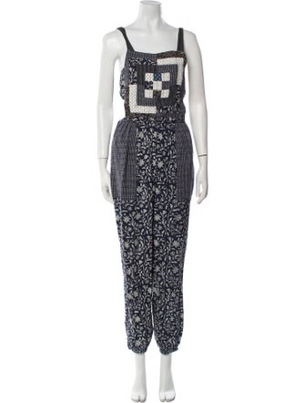 Ulla Johnson Floral Print Square Neckline Jumpsuit