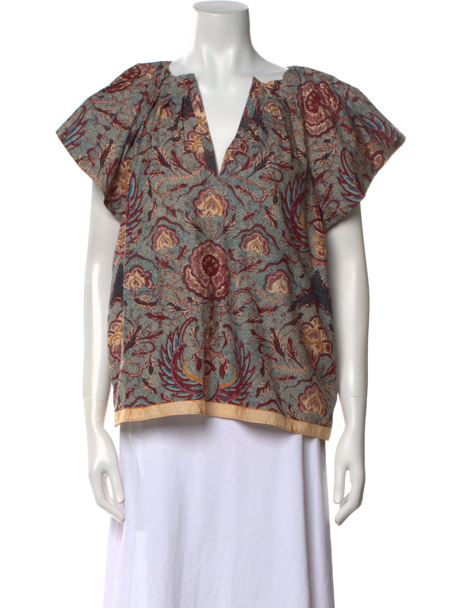 Ulla Johnson Paisley Print V-Neck Blouse