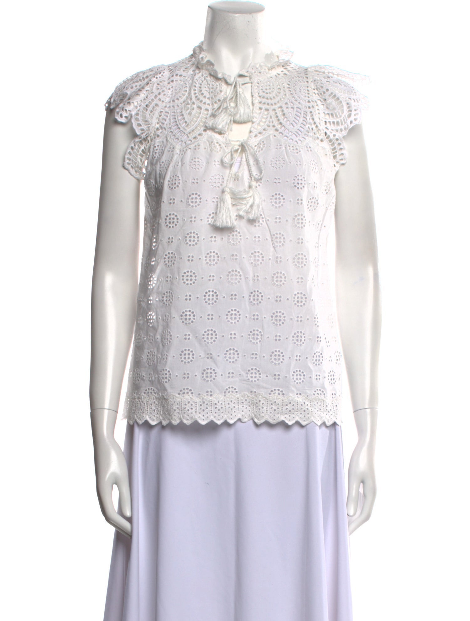 Ulla Johnson Lace Pattern Mock Neck Blouse