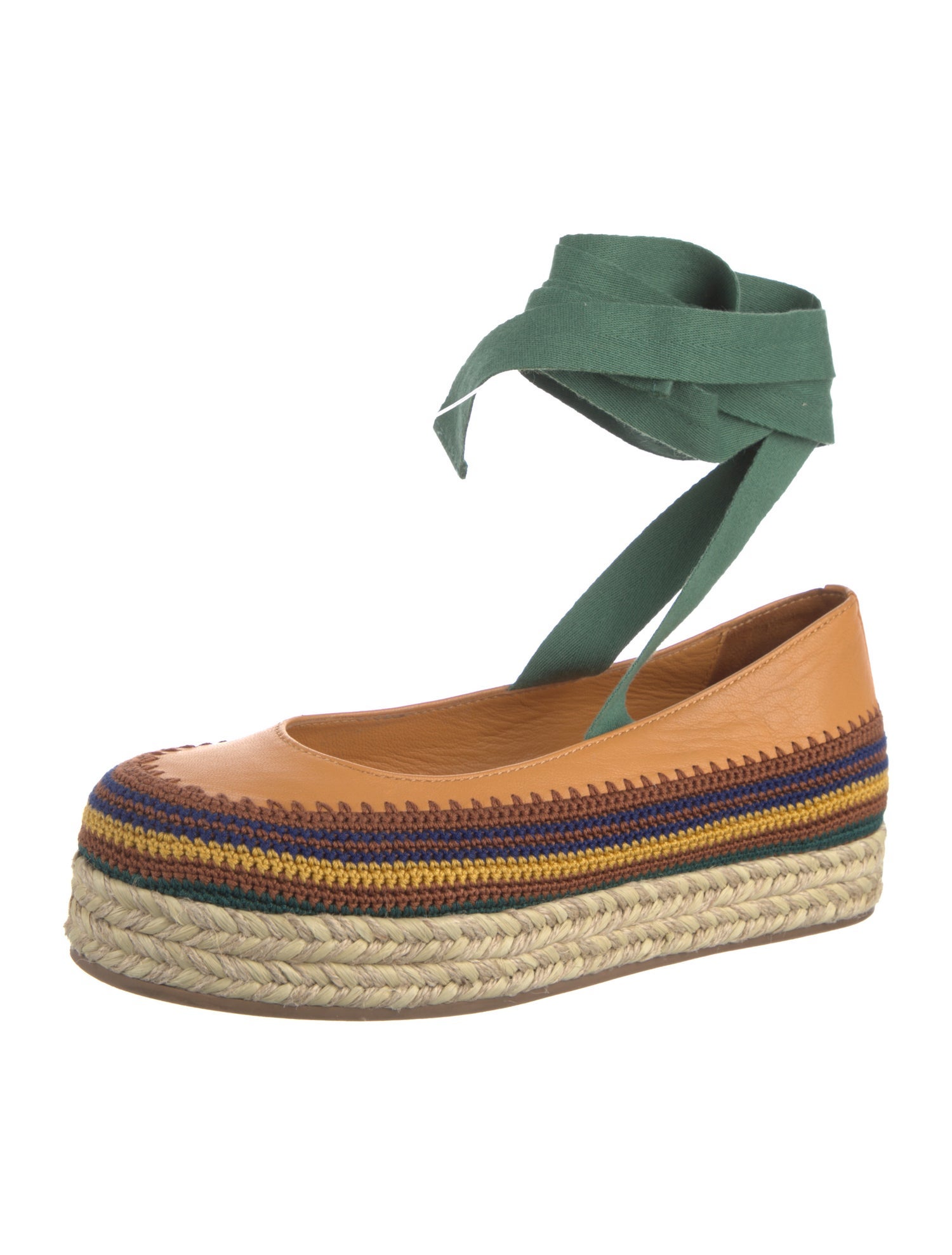 Ulla Johnson Leather Embroidered Accent Espadrilles