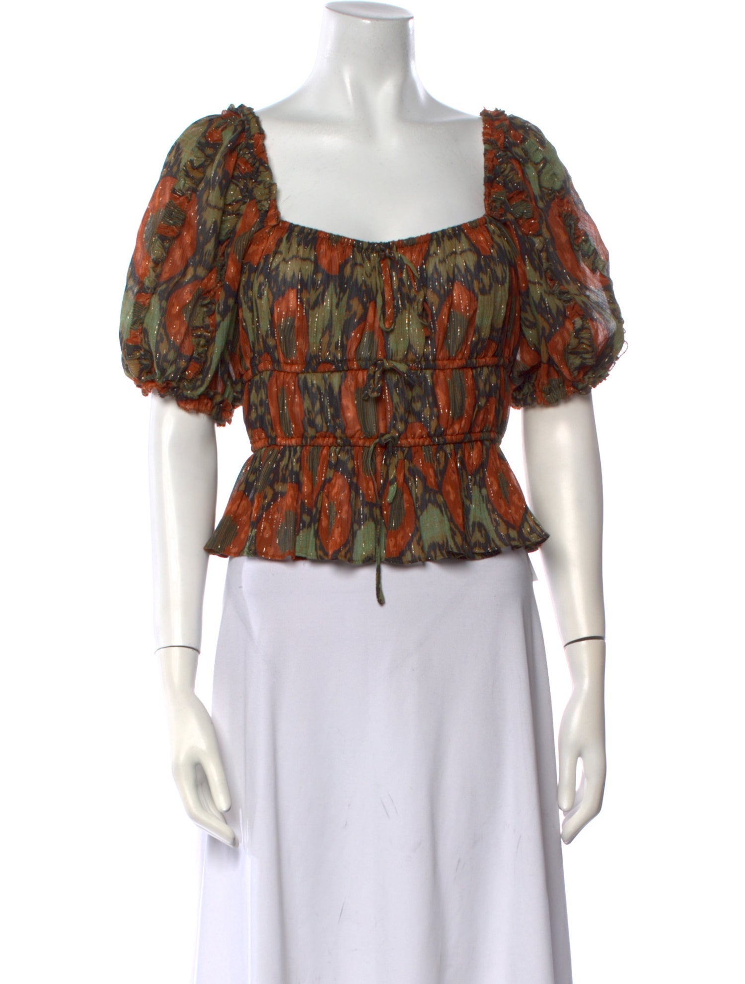 Ulla Johnson Printed Square Neckline Crop Top