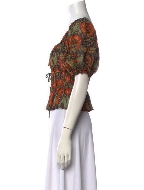 Ulla Johnson Printed Square Neckline Crop Top