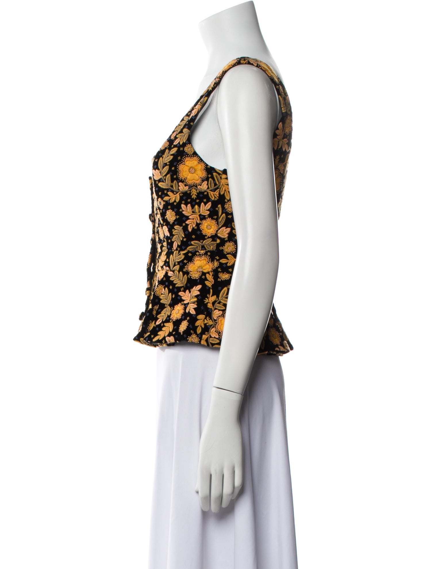 Ulla Johnson Floral Print Square Neckline Crop Top