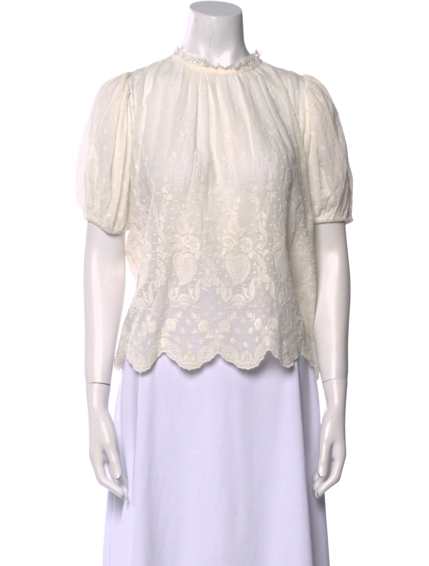 Ulla Johnson Mock Neck Short Sleeve Blouse