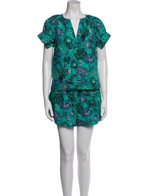 Ulla Johnson Floral Print Ruffle Embellishment Short Set