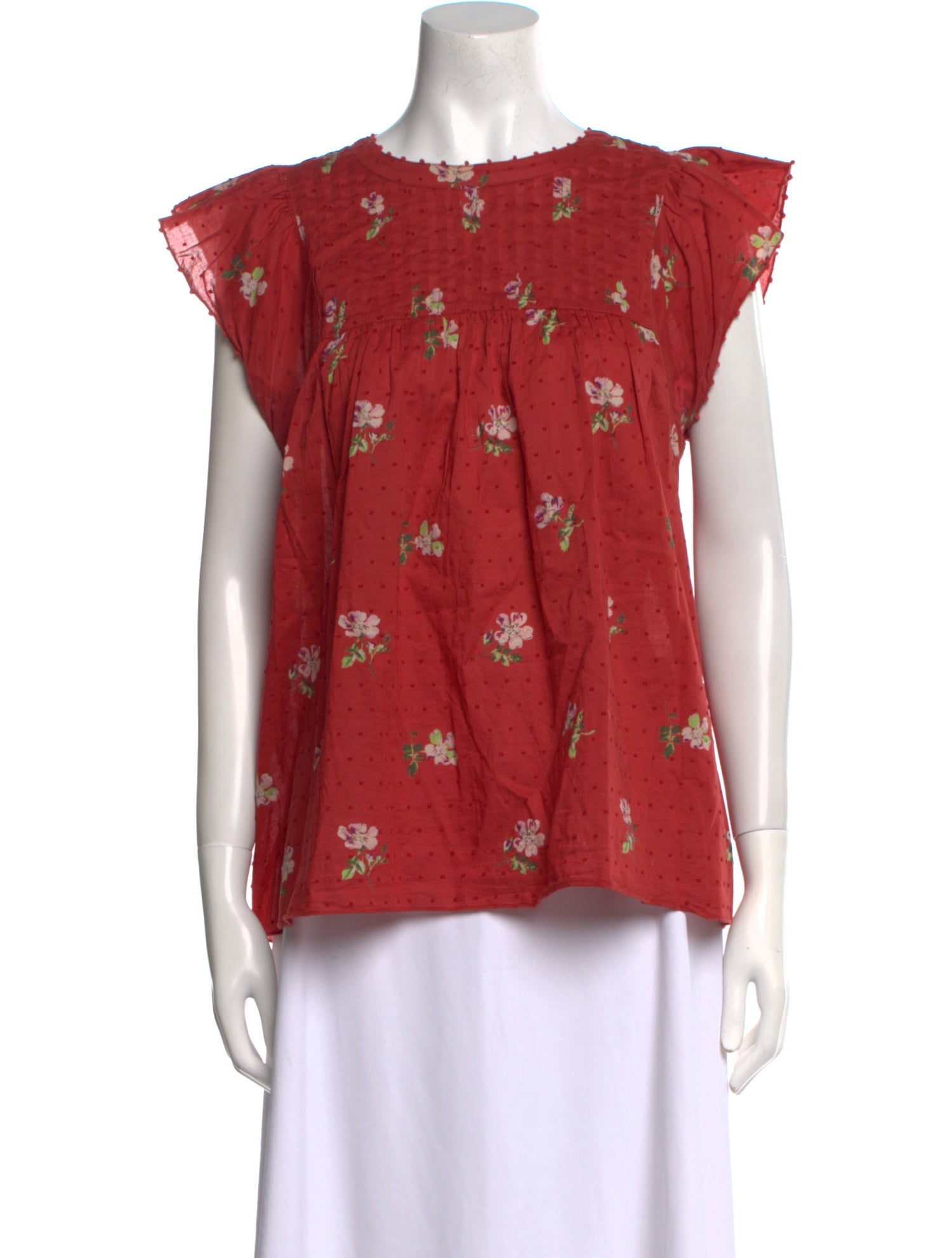 Ulla Johnson Floral Print Bateau Neckline Blouse