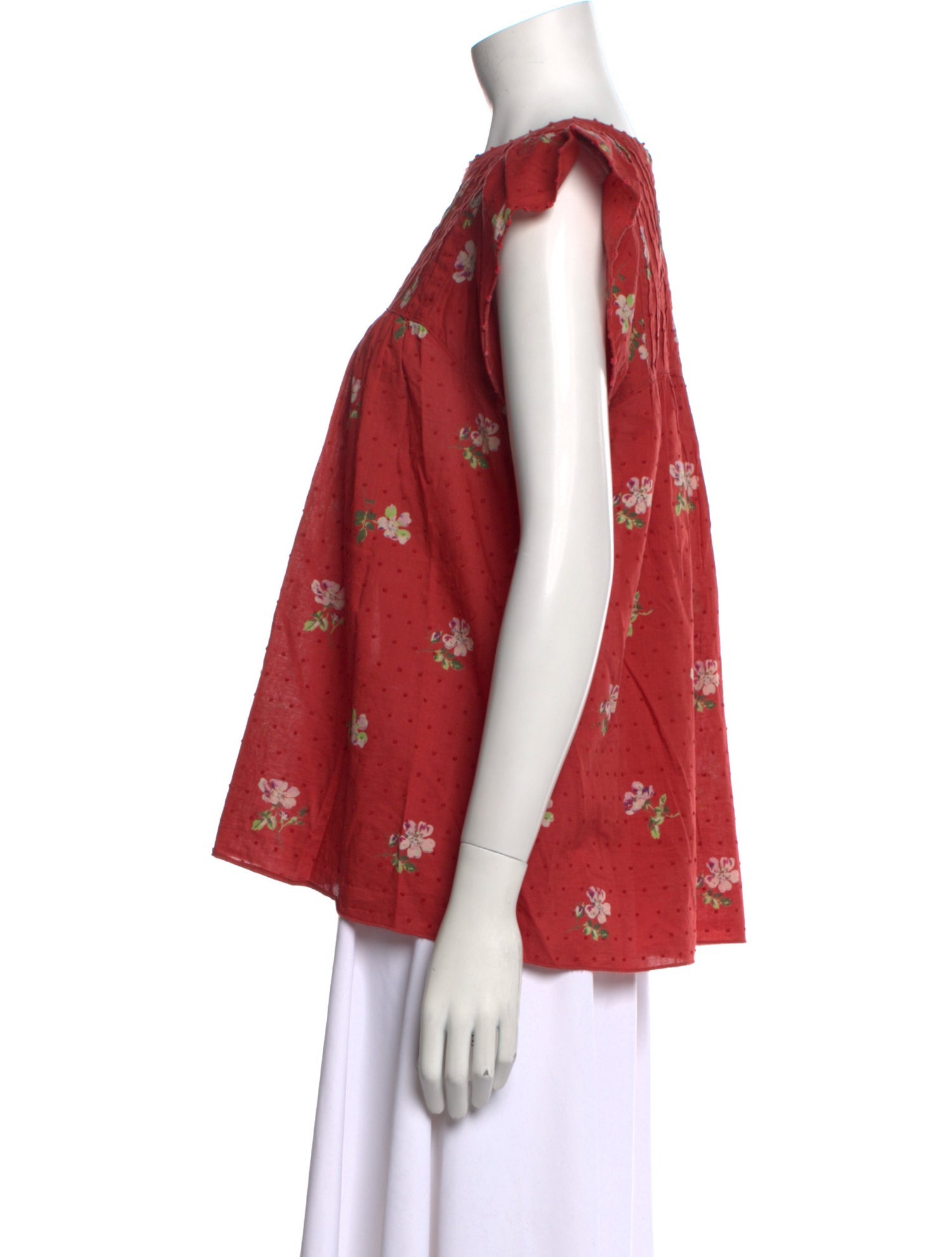 Ulla Johnson Floral Print Bateau Neckline Blouse