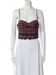 Ulla Johnson Plaid Print Square Neckline Crop Top