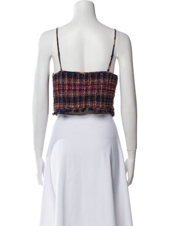 Ulla Johnson Plaid Print Square Neckline Crop Top