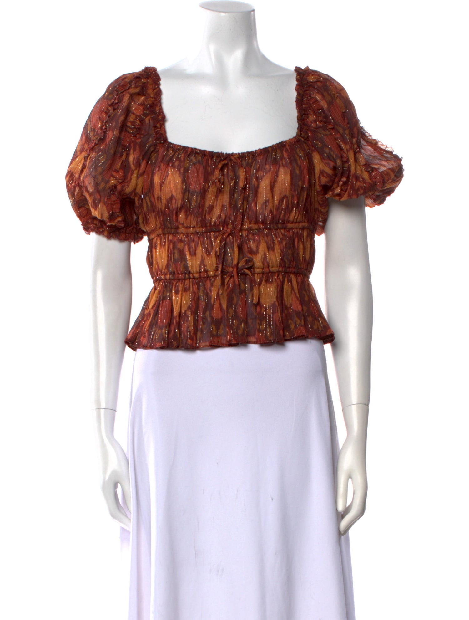 Ulla Johnson Printed Square Neckline Crop Top