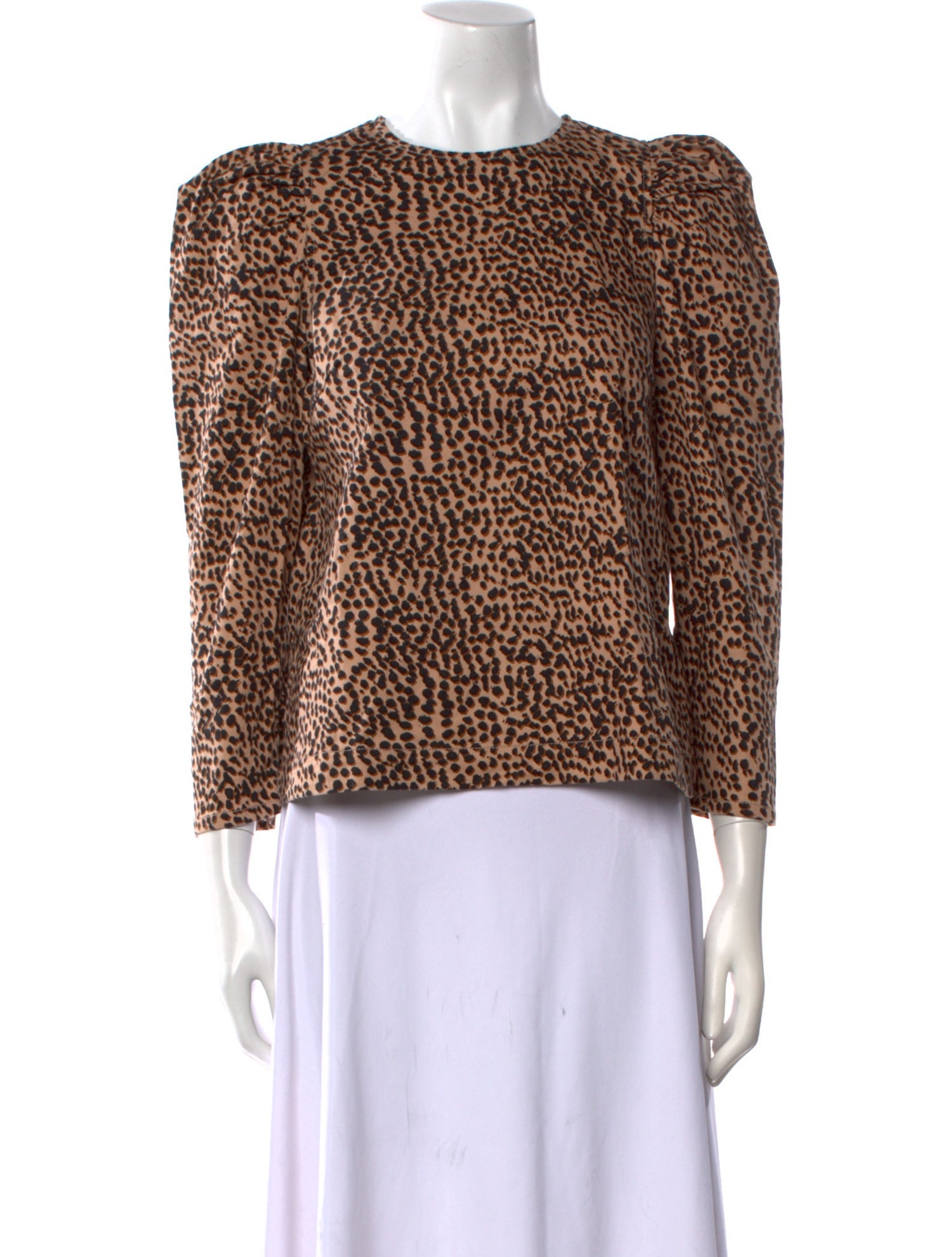 Ulla Johnson Animal Print Crew Neck Crop Top