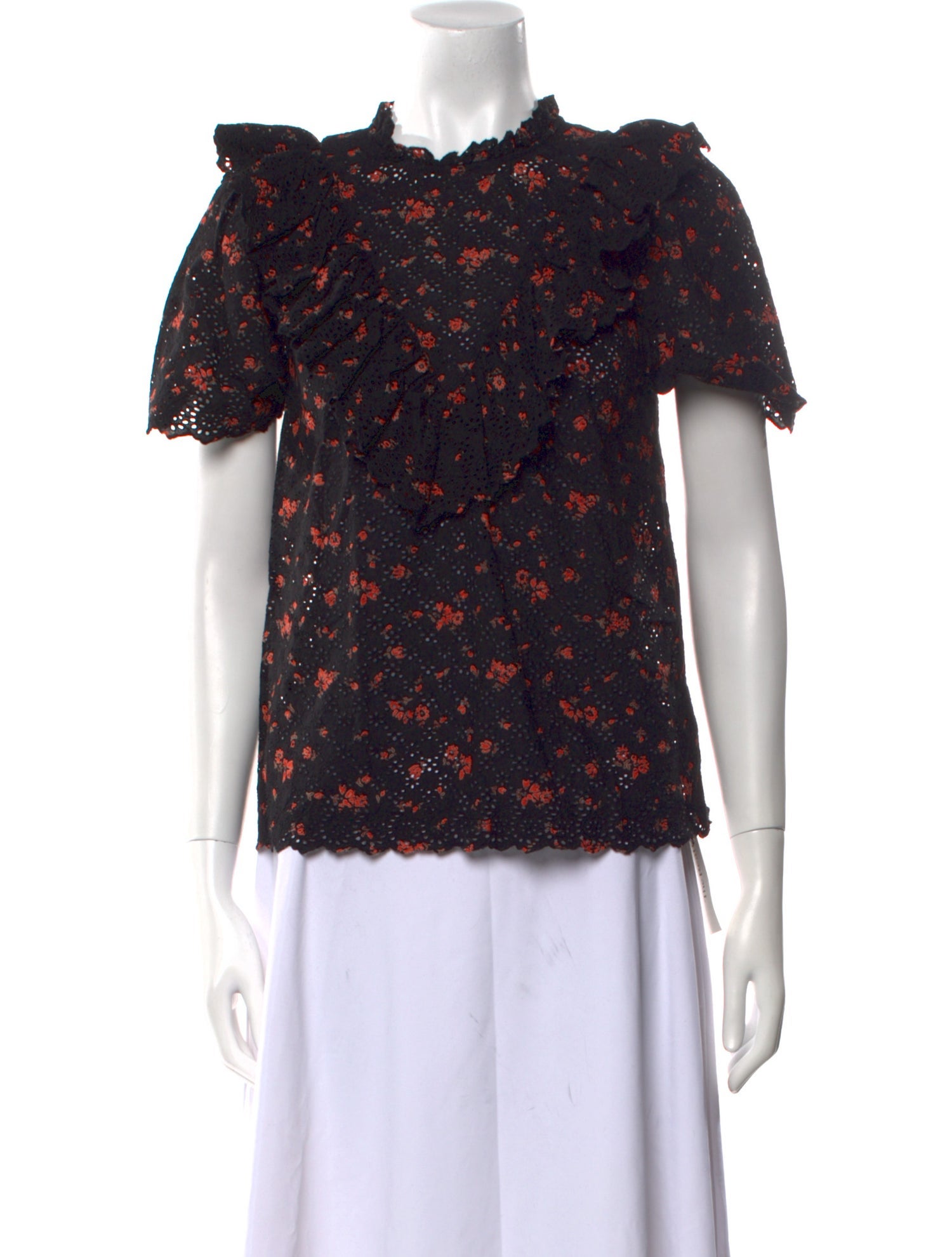 Ulla Johnson Floral Print Mock Neck Blouse