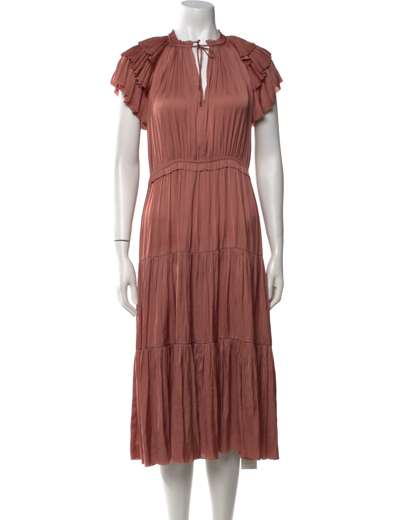 Ulla Johnson Tie Neck Midi Length Dress