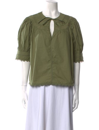 Ulla Johnson Tie Neck Three-Quarter Sleeve Blouse