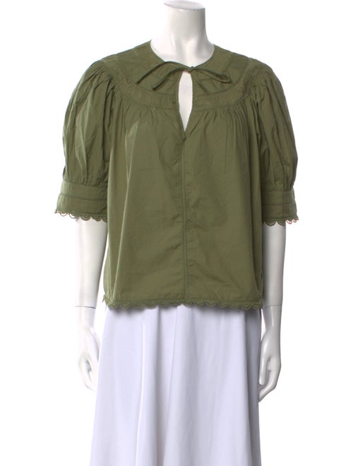 Ulla Johnson Tie Neck Three-Quarter Sleeve Blouse