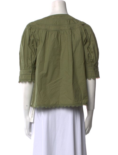 Ulla Johnson Tie Neck Three-Quarter Sleeve Blouse