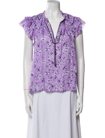 Ulla Johnson Floral Print V-Neck Blouse