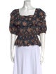 Ulla Johnson Floral Print Square Neckline Crop Top