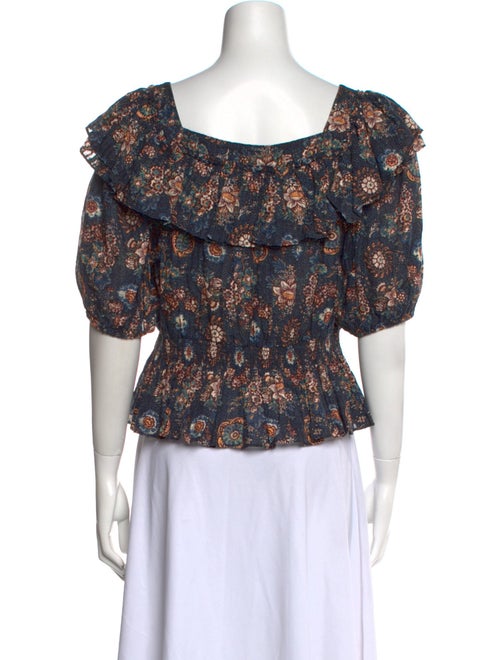 Ulla Johnson Floral Print Square Neckline Crop Top