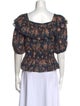 Ulla Johnson Floral Print Square Neckline Crop Top