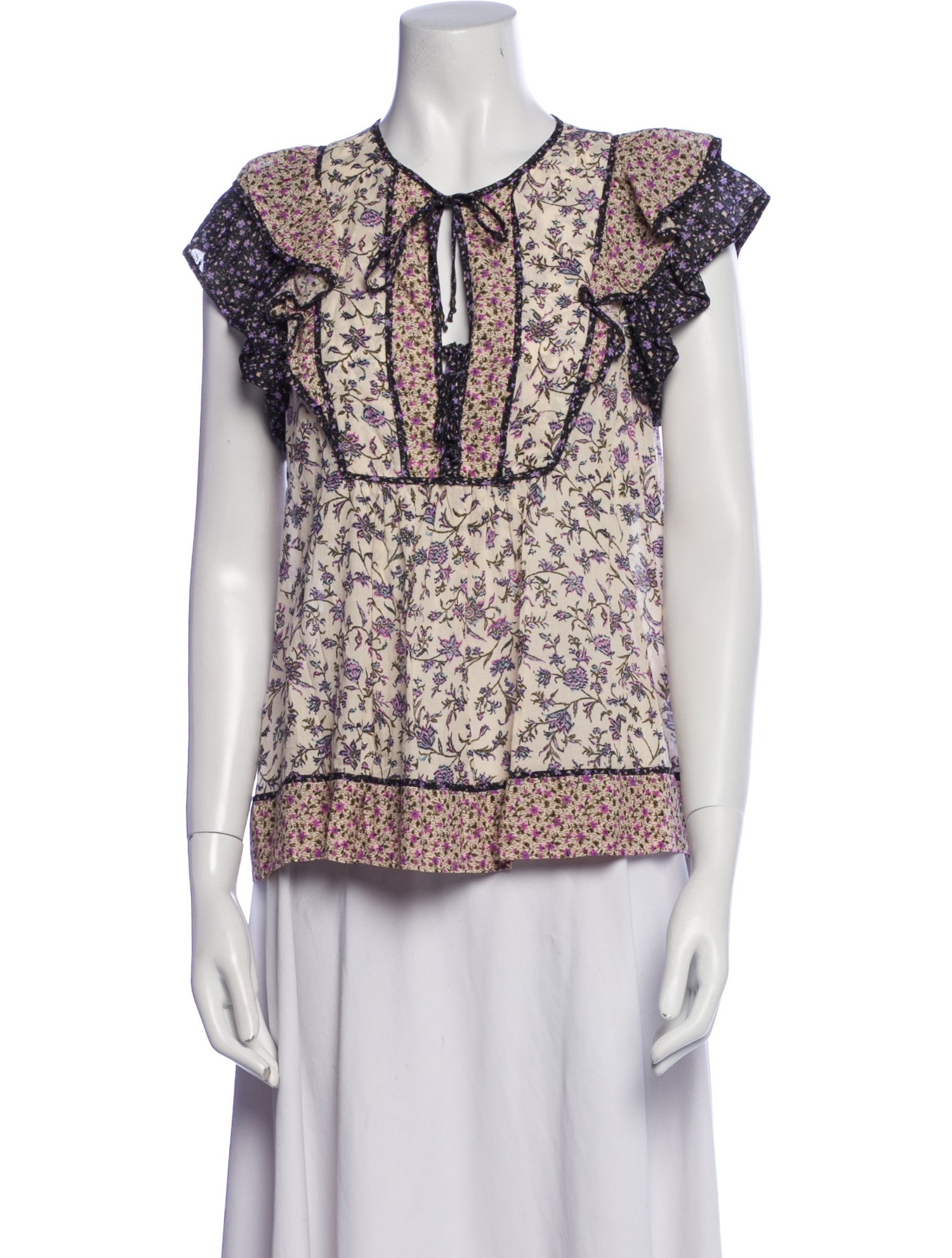 Ulla Johnson Floral Print V-Neck Blouse