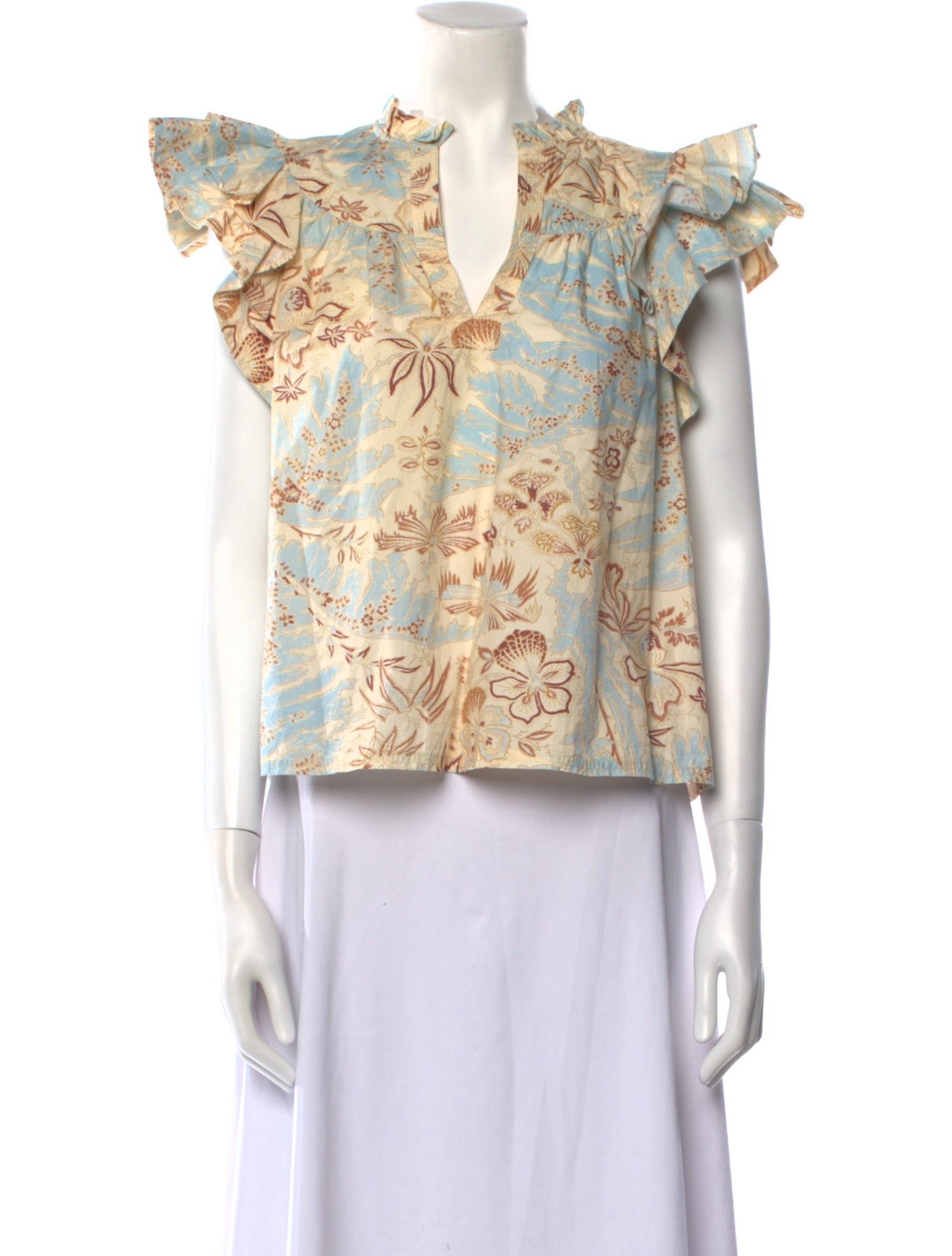 Ulla Johnson Floral Print V-Neck Blouse