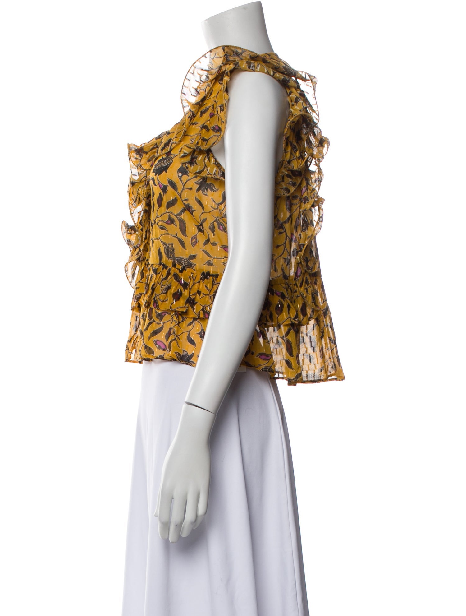 Ulla Johnson Silk Floral Print Crop Top