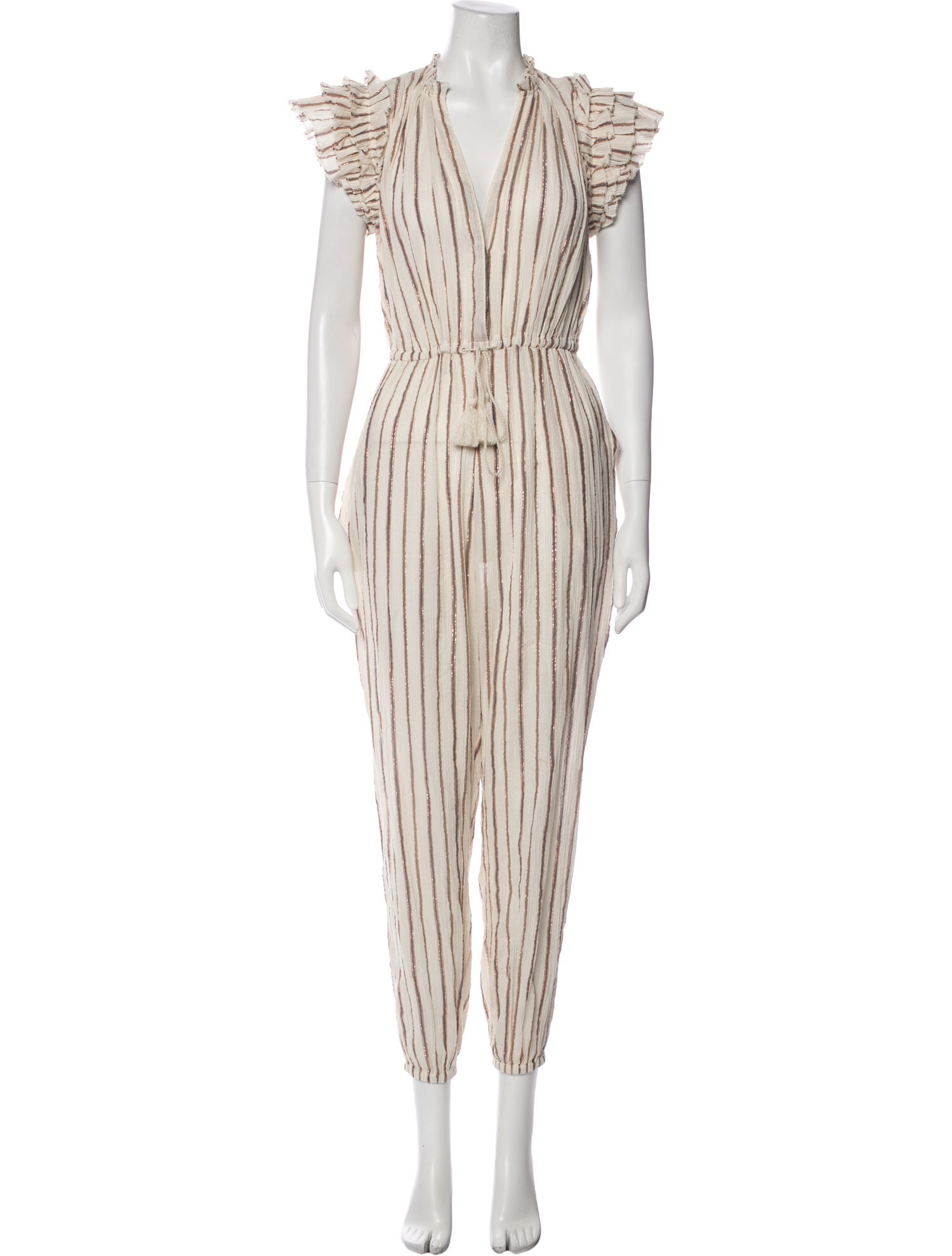 Ulla Johnson Striped V-Neck Jumpsuit