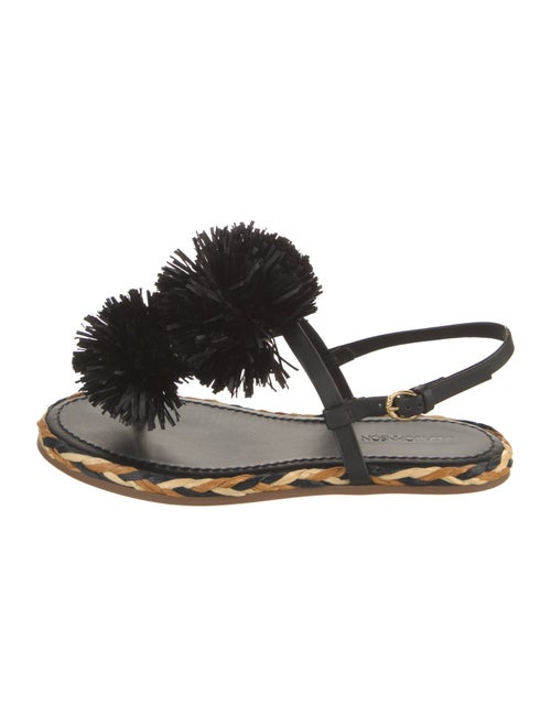 Ulla Johnson Leather Pom-Pom Embellishments Slingback Sandals