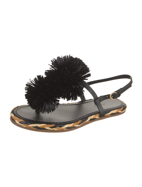 Ulla Johnson Leather Pom-Pom Embellishments Slingback Sandals