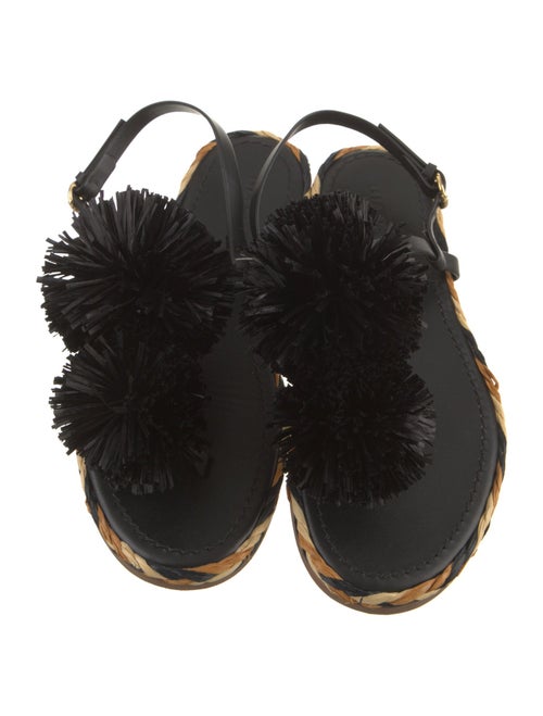Ulla Johnson Leather Pom-Pom Embellishments Slingback Sandals