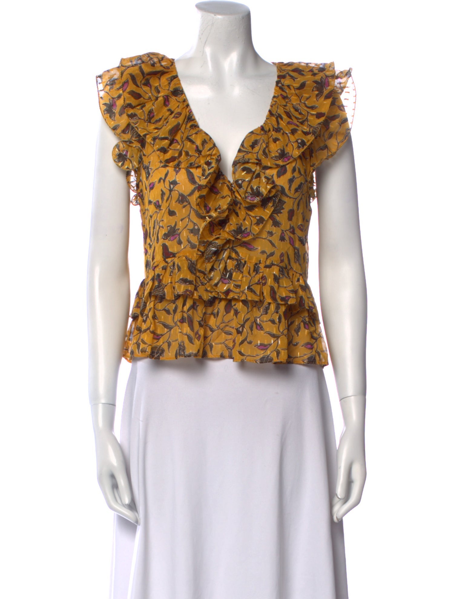 Ulla Johnson Silk Floral Print Crop Top
