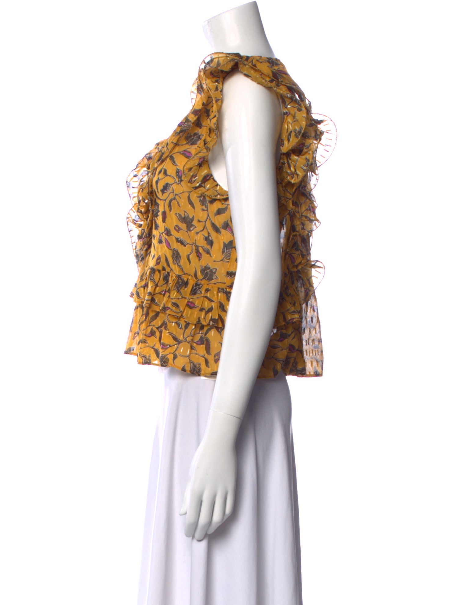 Ulla Johnson Silk Floral Print Crop Top