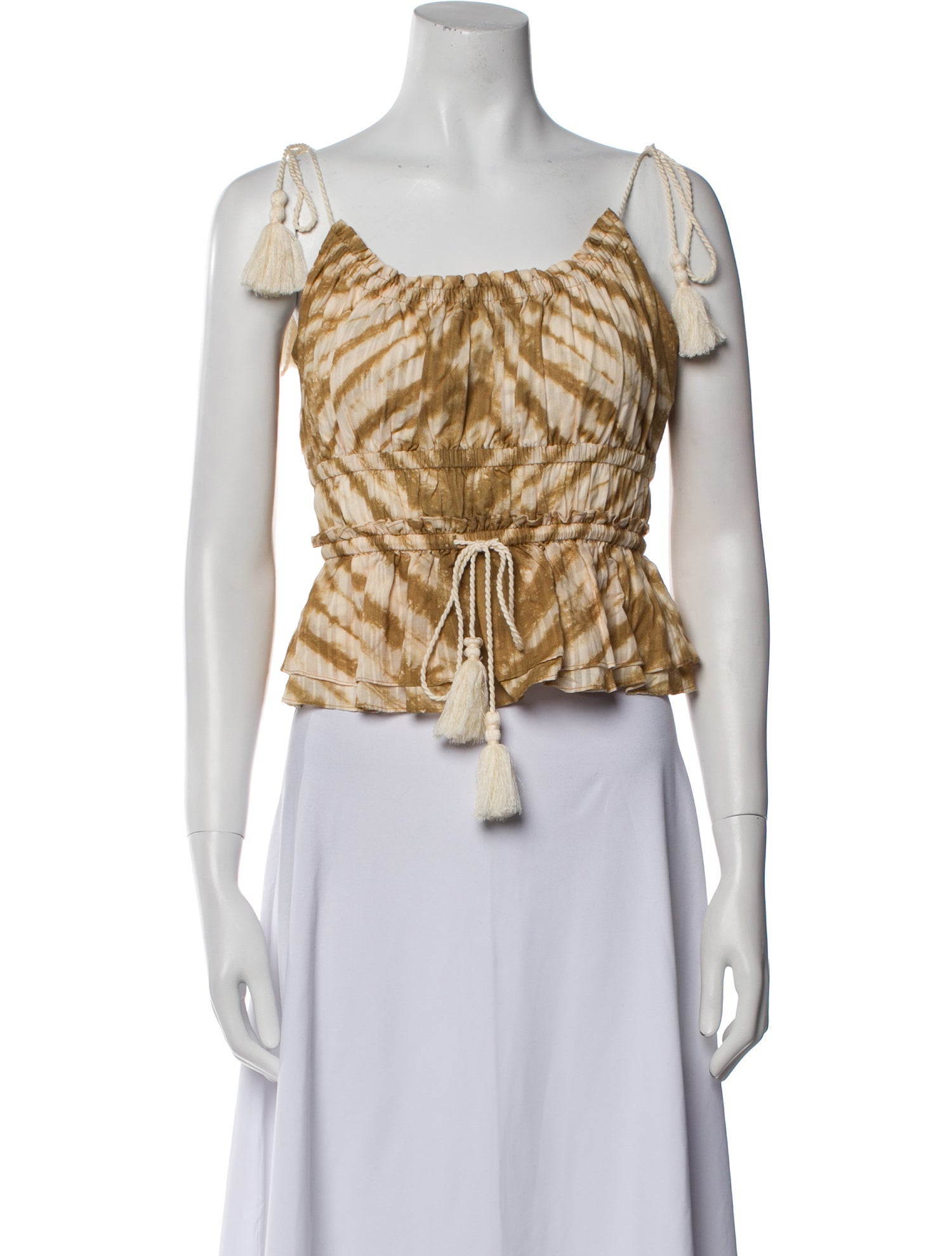 Ulla Johnson Tie-Dye Print Scoop Neck Crop Top