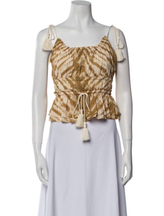 Ulla Johnson Tie-Dye Print Scoop Neck Crop Top