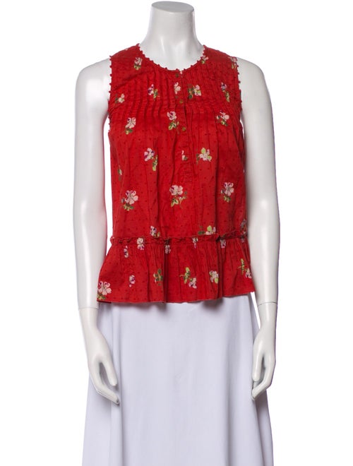 Ulla Johnson Floral Print Crew Neck Blouse