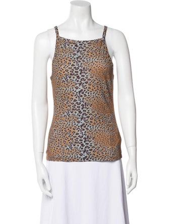 Ulla Johnson Animal Print Square Neckline Top