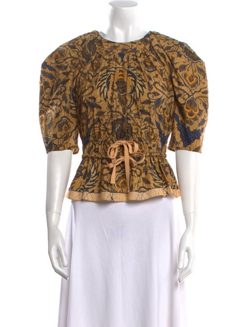 Ulla Johnson Paisley Print Crew Neck Crop Top