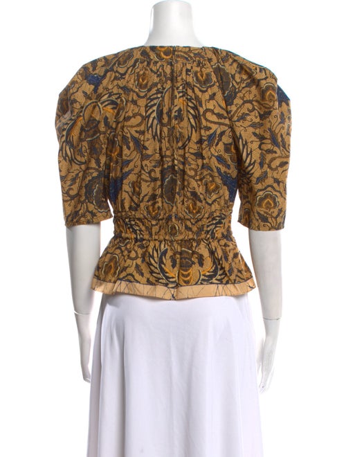 Ulla Johnson Paisley Print Crew Neck Crop Top