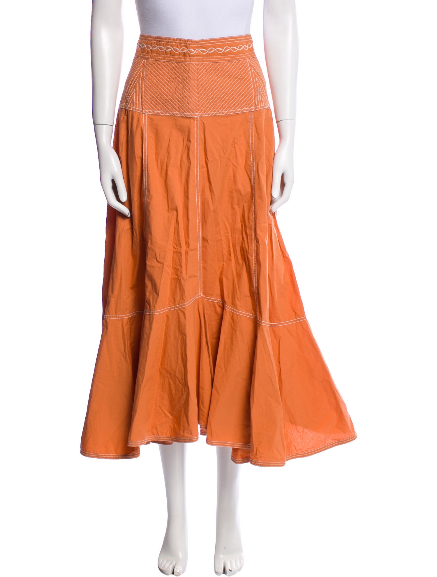 Ulla Johnson Embroidered Accent Midi Length Skirt