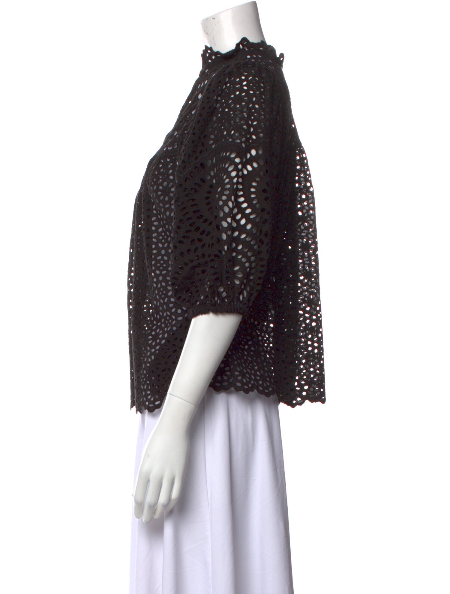 Ulla Johnson Mock Neck Three-Quarter Sleeve Blouse