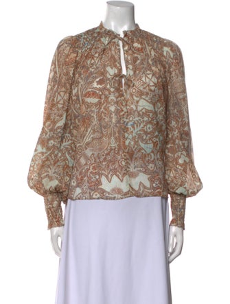 Ulla Johnson Printed Mock Neck Blouse