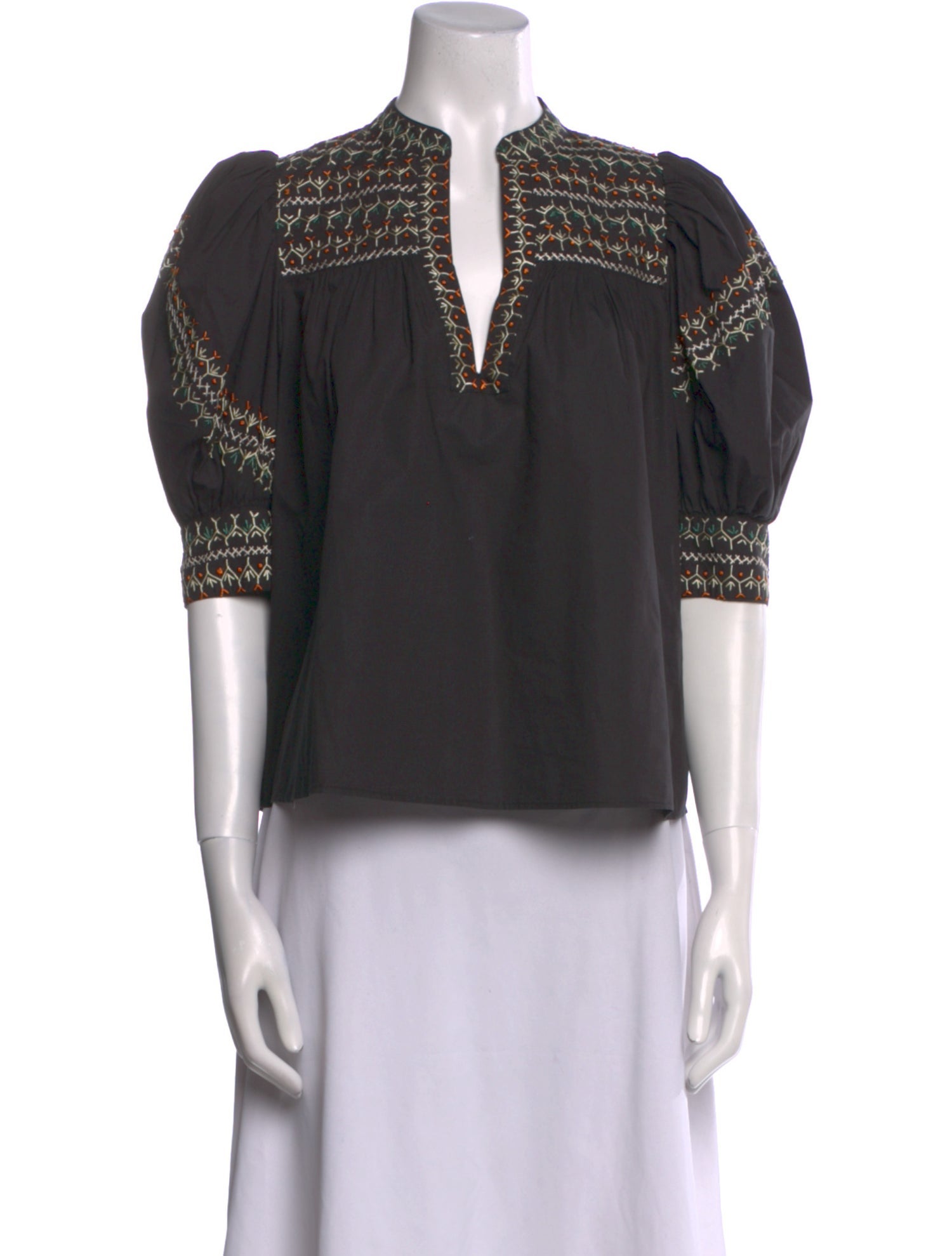 Ulla Johnson V-Neck Three-Quarter Sleeve Blouse