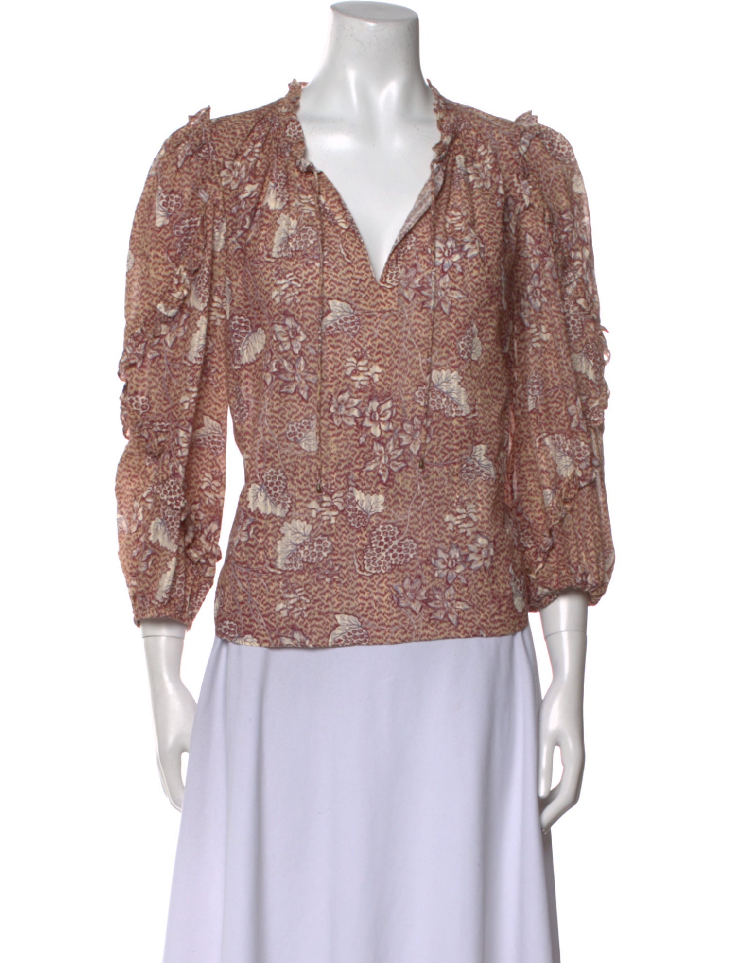 Ulla Johnson Floral Print V-Neck Blouse