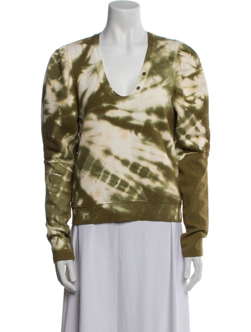Ulla Johnson Tie-Dye Print V-Neck Sweatshirt